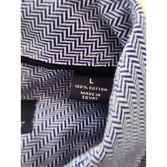 Hart Schaffner Marx Shirt Mens Large Blue Pattern Button Up Long Sleeve Egypt - Picture 10 of 11